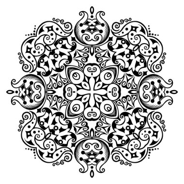 Vektör soyut siyah renk dekoratif etnik süsleme.