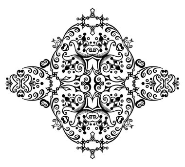 Vektör soyut siyah renk dekoratif etnik süsleme.