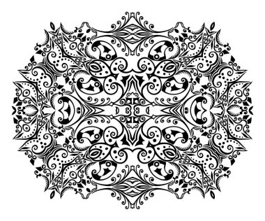 Vektör soyut siyah renk dekoratif etnik süsleme.