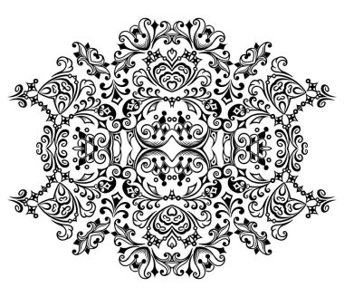 Vektör soyut siyah renk dekoratif etnik süsleme.