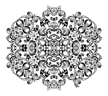 Vektör soyut siyah renk dekoratif etnik süsleme.