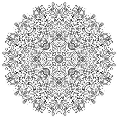 Vektör soyut siyah renk dekoratif etnik süsleme.