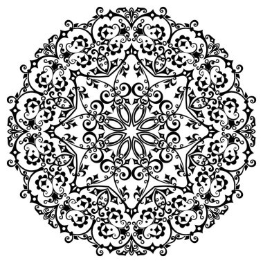 Vektör soyut siyah renk dekoratif etnik süsleme.