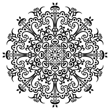 Vektör soyut siyah renk dekoratif etnik süsleme.