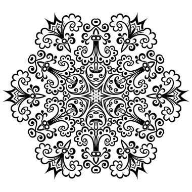 Vektör soyut siyah renk dekoratif etnik süsleme.