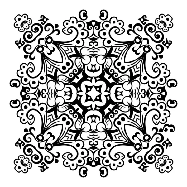 Vetor Abstrato Cor Preta Decorativo Floral Etnia Ornamental Ilustração —  Vetores de Stock