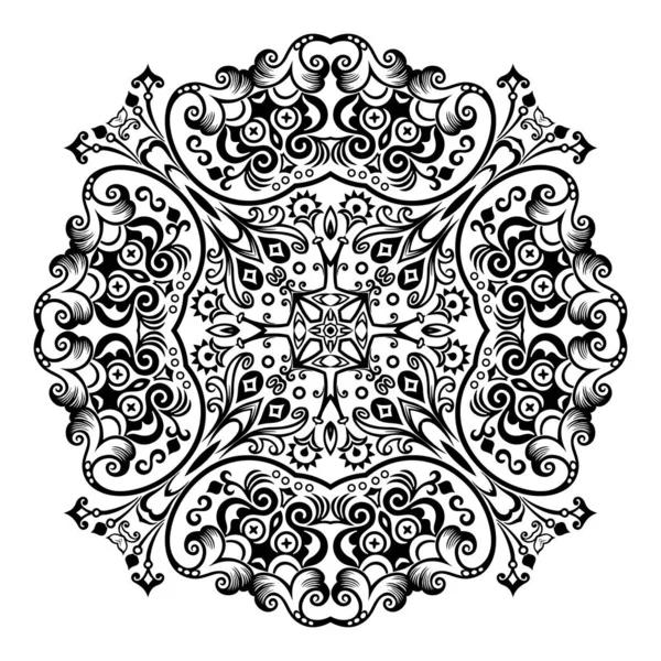 Vector Abstracto Negro Color Decorativo Floral Étnico Ornamental Ilustración — Vector de stock