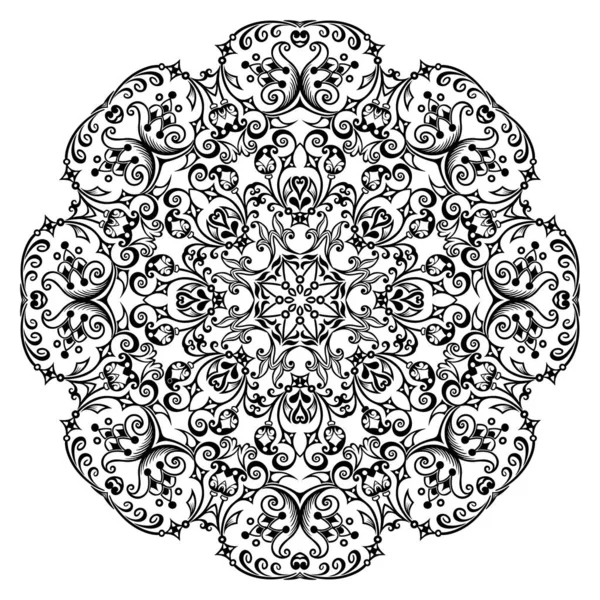 Illustration Décorative Florale Ethnique Décorative Vectorielle Abstraite Noire — Image vectorielle