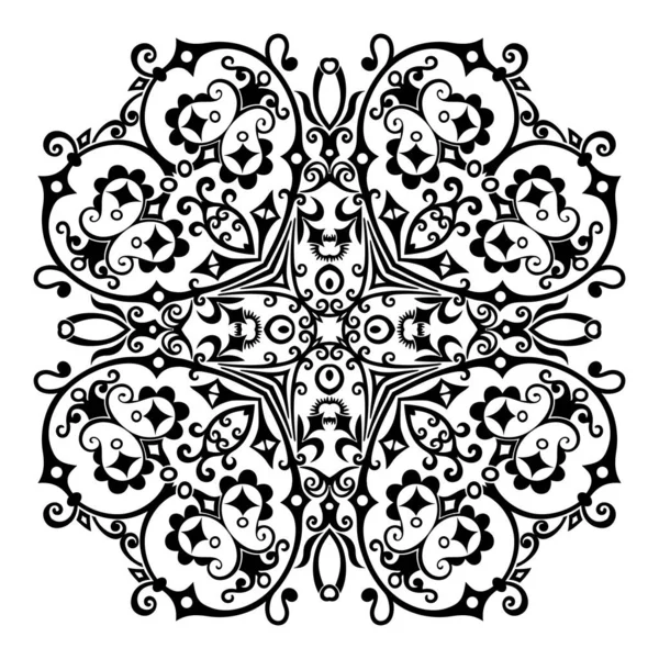 Vetor Abstrato Cor Preta Decorativo Floral Etnia Ornamental Ilustração —  Vetores de Stock