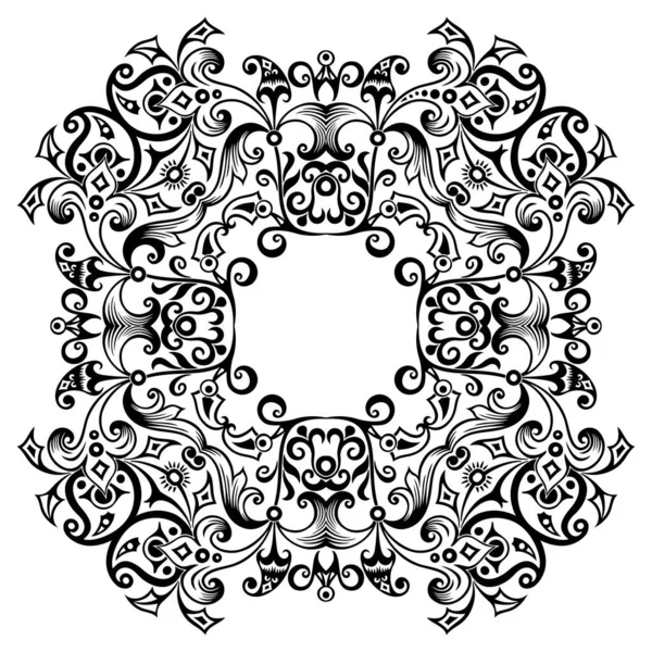 Vettore Astratto Colore Nero Decorativo Floreale Etnico Ornamentale Illustrazione — Vettoriale Stock