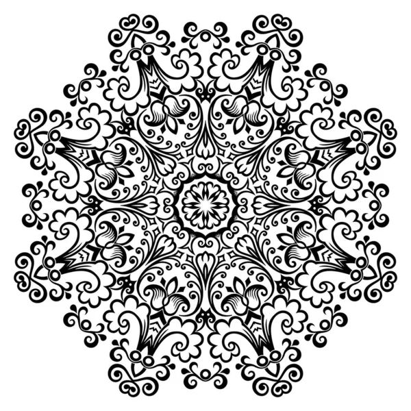 Vektor Abstraktní Černá Barva Dekorativní Květinové Etnické Ornamentální Ilustrace — Stockový vektor
