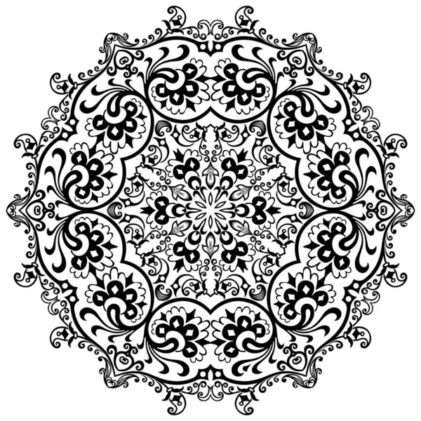 Vektor Abstrakt Schwarze Farbe Dekorativ Florale Ethnische Ornamentale Illustration — Stockvektor