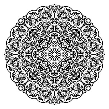 Vektör soyut siyah renk dekoratif etnik süsleme.