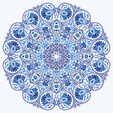 Vektör soyut mavi dekoratif etnik süsleme.