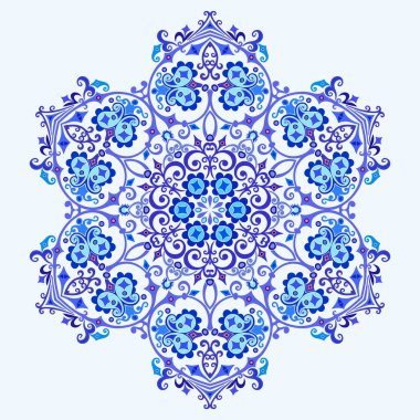 Vektör soyut mavi dekoratif etnik süsleme.