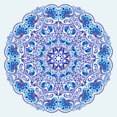 Vektör soyut mavi dekoratif etnik süsleme.