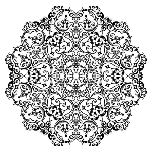 Vektor Abstraktní Černá Barva Dekorativní Květinové Etnické Ornamentální Ilustrace — Stockový vektor