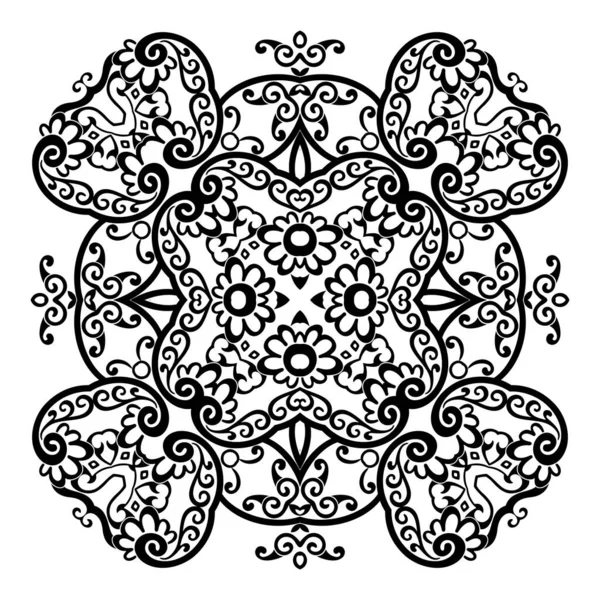 Vetor Abstrato Cor Preta Decorativo Floral Etnia Ornamental Ilustração —  Vetores de Stock