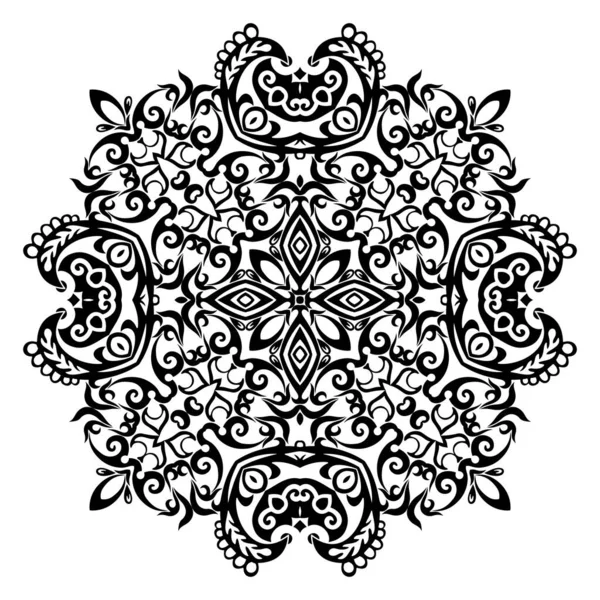 ベクトル抽象的な黒の色の装飾花の民族装飾イラスト — ストックベクタ