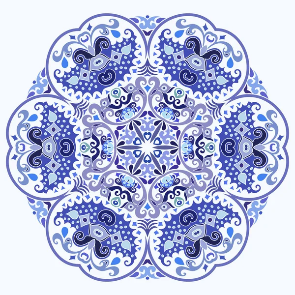 Vektor Abstrakt Blau Dekorativ Florale Ethnische Ornamentale Illustration — Stockvektor