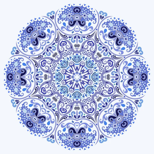 Vektor Abstrakt Blau Dekorativ Florale Ethnische Ornamentale Illustration — Stockvektor