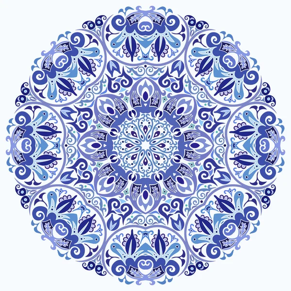 Vector Abstracto Azul Decorativo Floral Étnico Ornamental Ilustración — Vector de stock