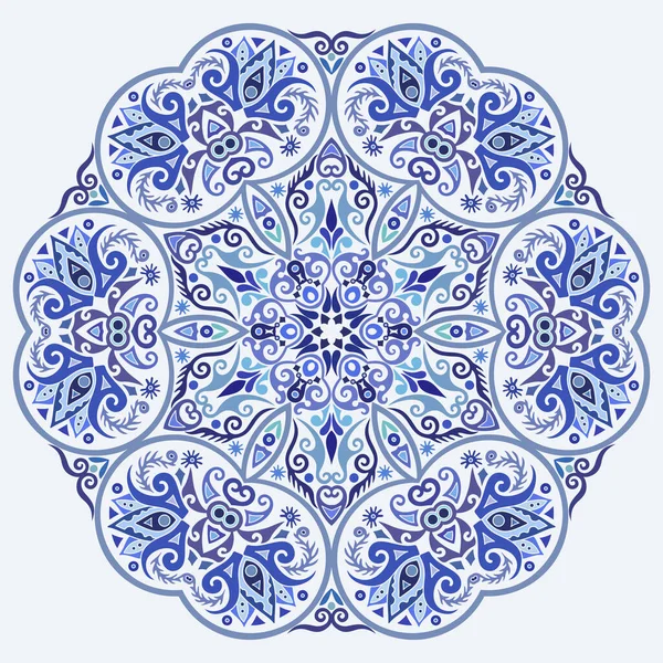 Vector Abstracte Blauwe Decoratieve Bloemen Etnische Decoratieve Illustratie — Stockvector