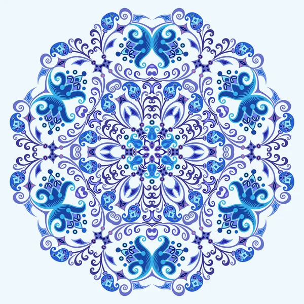 Vetor Abstrato Azul Decorativo Floral Etnia Ornamental Ilustração — Vetor de Stock