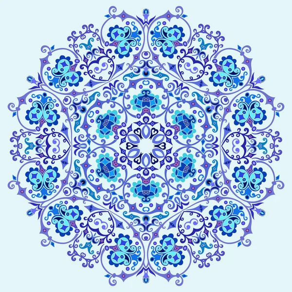 Vetor Abstrato Azul Decorativo Floral Etnia Ornamental Ilustração — Vetor de Stock