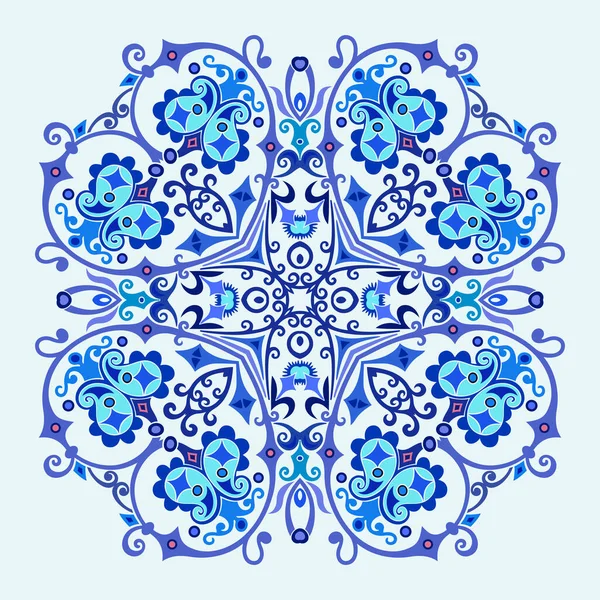 Векторная Абстрактная Синяя Декоративная Цветковая Этническая Декоративная Иллюстрация — стоковый вектор