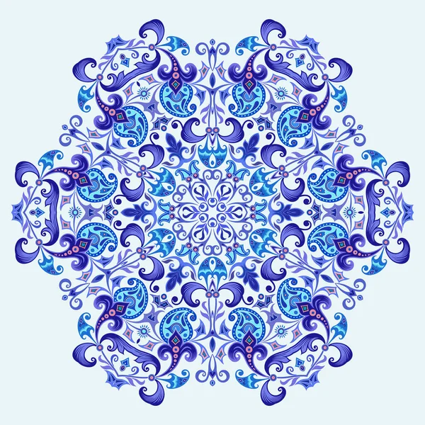 Vetor Abstrato Azul Decorativo Floral Etnia Ornamental Ilustração — Vetor de Stock