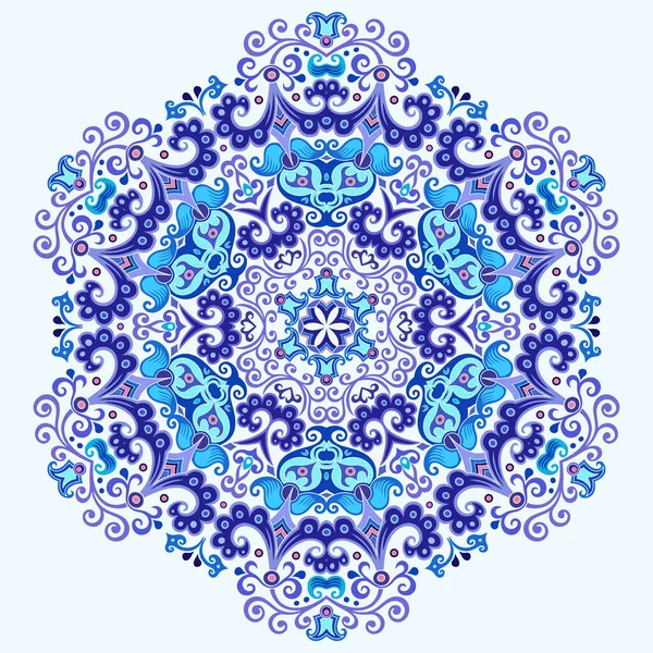 Vector Abstracto Azul Decorativo Floral Étnico Ornamental Ilustración — Vector de stock