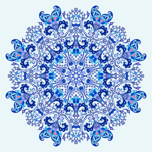 Vektor Abstrakt Blau Dekorativ Florale Ethnische Ornamentale Illustration — Stockvektor