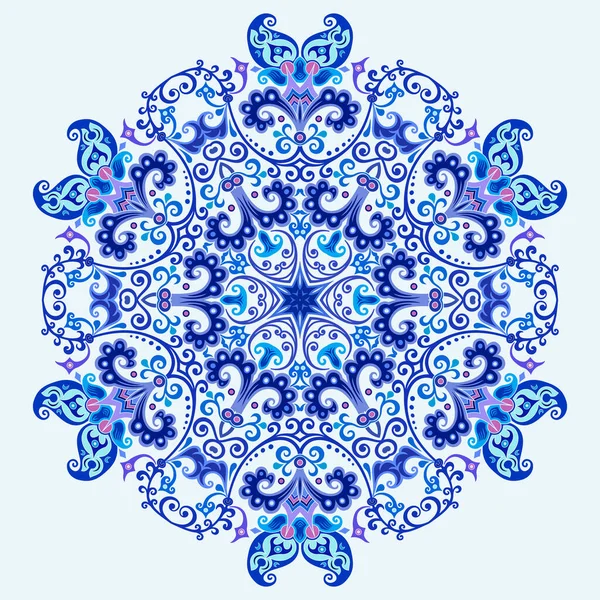 Vector Abstracte Blauwe Decoratieve Bloemen Etnische Decoratieve Illustratie — Stockvector