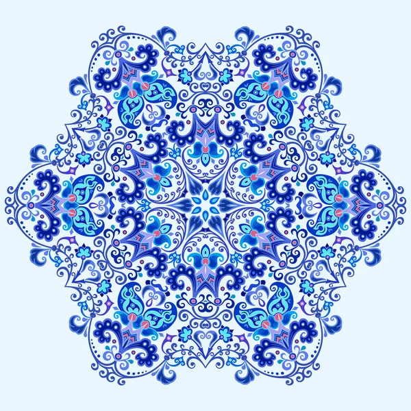 Vetor Abstrato Azul Decorativo Floral Etnia Ornamental Ilustração — Vetor de Stock