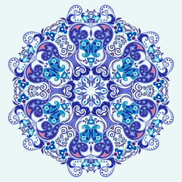 Vetor Abstrato Azul Decorativo Floral Etnia Ornamental Ilustração — Vetor de Stock