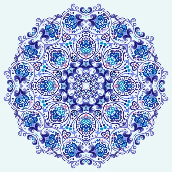 Vektor Abstrakt Blå Dekorativ Blommig Etnisk Prydnad Illustration — Stock vektor