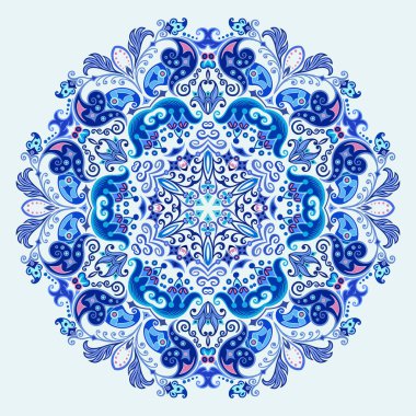 Vektör soyut mavi dekoratif etnik süsleme.
