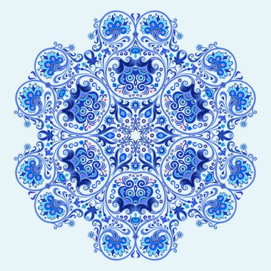 Vektör soyut mavi dekoratif etnik süsleme.