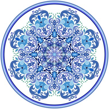 Vektör soyut mavi dekoratif etnik süsleme.
