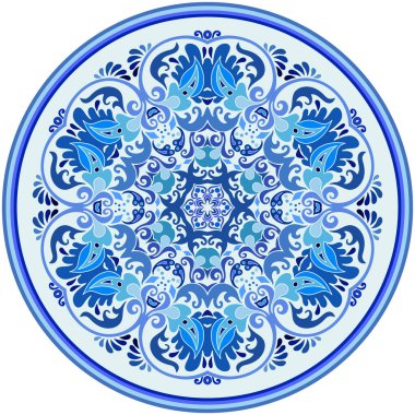 Vektör soyut mavi dekoratif etnik süsleme.