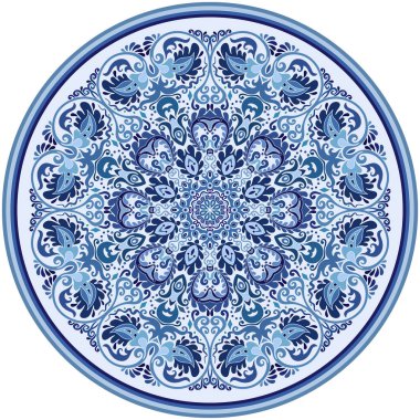 Vektör soyut mavi dekoratif etnik süsleme.