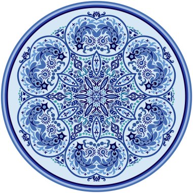 Vektör soyut mavi dekoratif etnik süsleme.