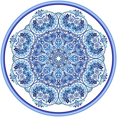 Vektör soyut mavi dekoratif etnik süsleme.