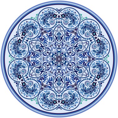 Vektör soyut mavi dekoratif etnik süsleme.