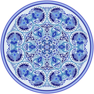 Vektör soyut mavi dekoratif etnik süsleme.