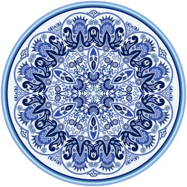 Vektör soyut mavi dekoratif etnik süsleme.