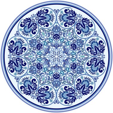 Vektör soyut mavi dekoratif etnik süsleme.