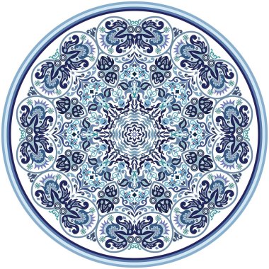 Vektör soyut mavi dekoratif etnik süsleme.