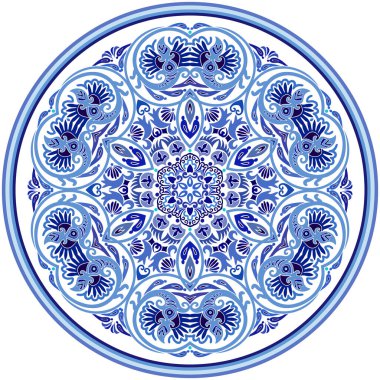 Vektör soyut mavi dekoratif etnik süsleme.